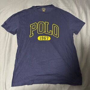 Polo by Ralph Lauren Men's Navy Tee with Yellow Logo
